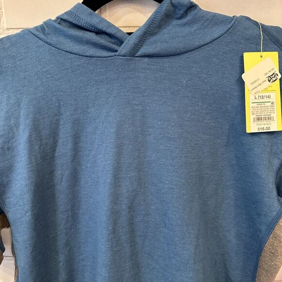 All In Motion Boys Hooded T-Shirt Blue and Gray Short Sleeve Large (12/14) - Picture 2 of 10